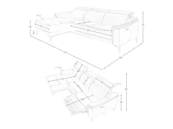 Sofá relaxante com chaise longue esquerda em pele preta 6206 ANGEL CERDA