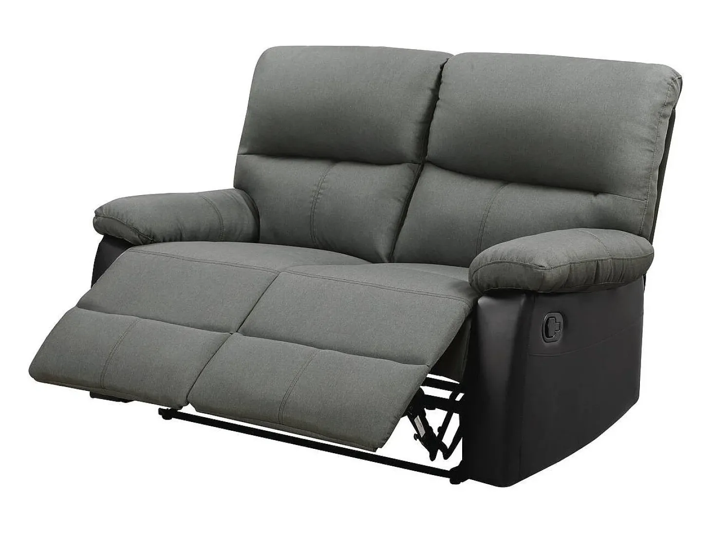 Sofá relaxante "Lincoln" - 147 x 89 x 103 cm - 2 lugares - Preto / Cinza escuro
