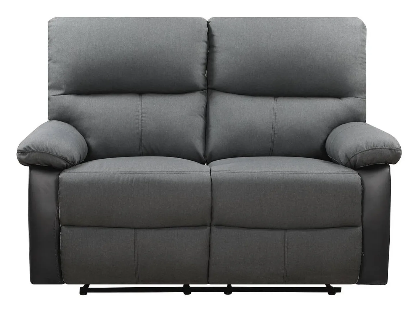 Sofá relaxante "Lincoln" - 147 x 89 x 103 cm - 2 lugares - Preto / Cinza escuro
