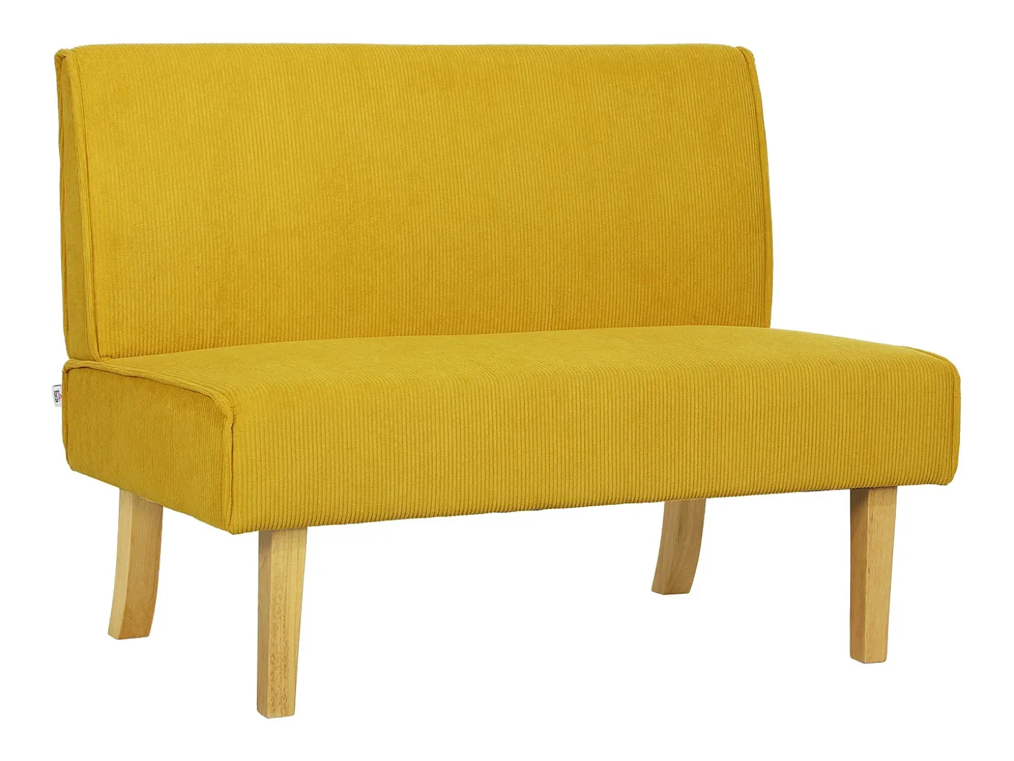 Sofá reto amarelo - Sofá com encosto e pés em madeira - para quarto e sala de estar