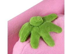 Sofá rosa de 2 lugares - Sofá infantil com 2 almofadas e braços com estampado de morango