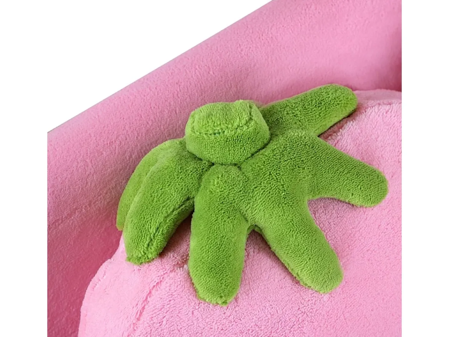 Sofá rosa de 2 lugares - Sofá infantil com 2 almofadas e braços com estampado de morango