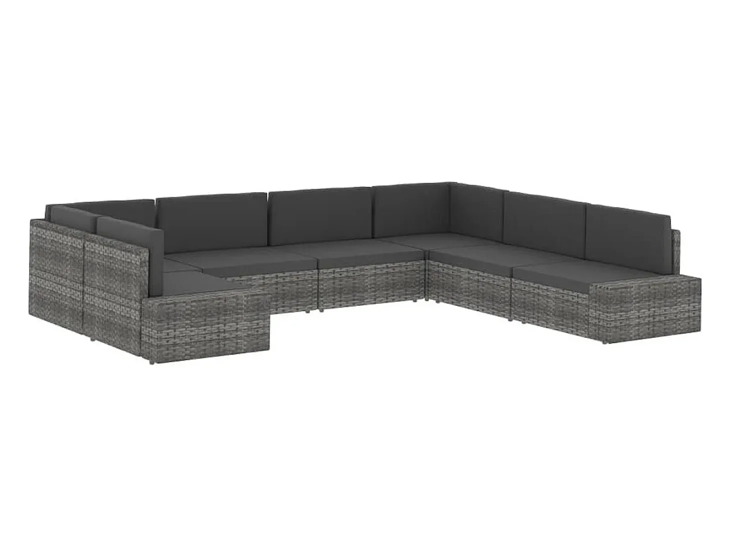 Sofá seccional de 2 lugares vime PE preto