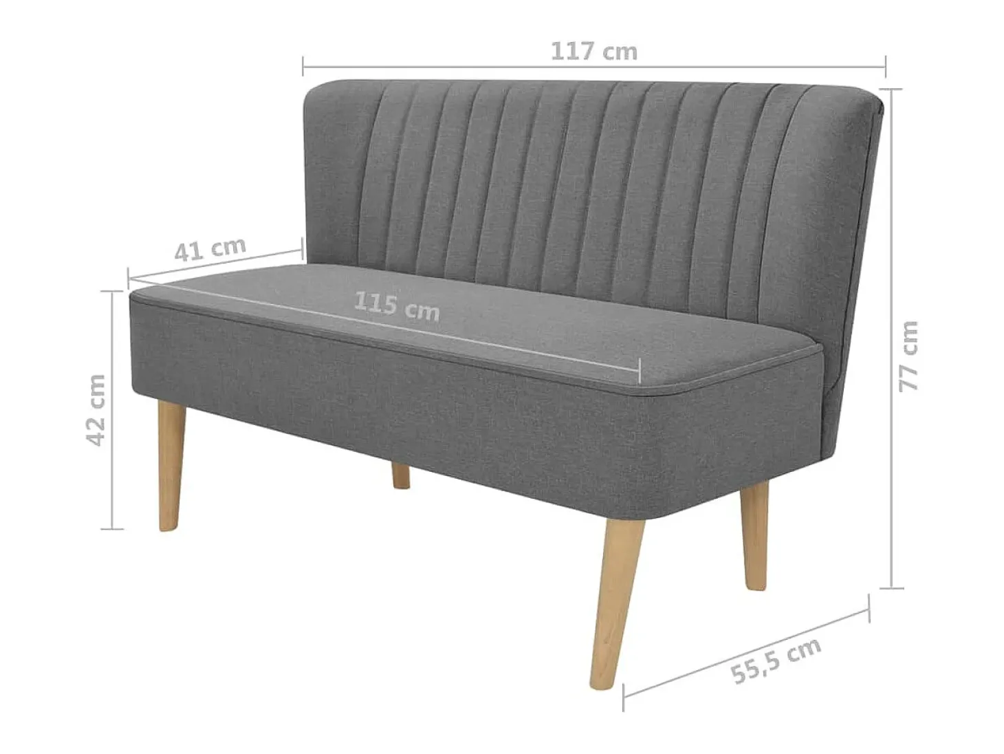 Sofá tecido cinzento claro 117x55,5x77 PT461558