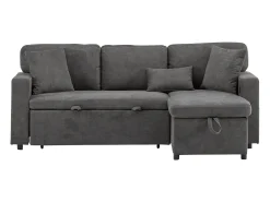 Sofá 215x133x85 cm - com porta USB - com arrumação - com função de cama - cinza