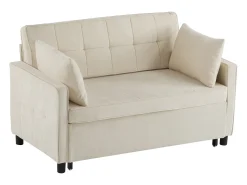 Sofá 142x79x85 cm - Encosto ajustável - Chenille - Com 2 almofadas - Bege