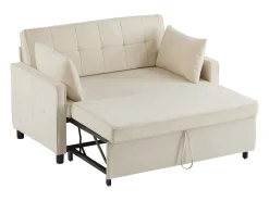 Sofá 142x79x85 cm - Encosto ajustável - Chenille - Com 2 almofadas - Bege