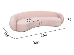 Sofá 260x75x125 cm rosa nua n77-25