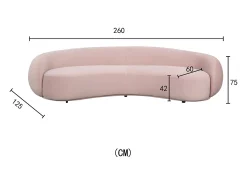 Sofá 260x75x125 cm rosa nua n77-25