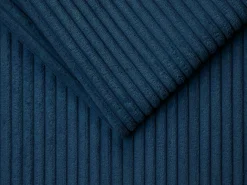 Sofá-cama 160 cm veludo canelado azul noite assento memória de forma ripas largas 14 cm LORETO