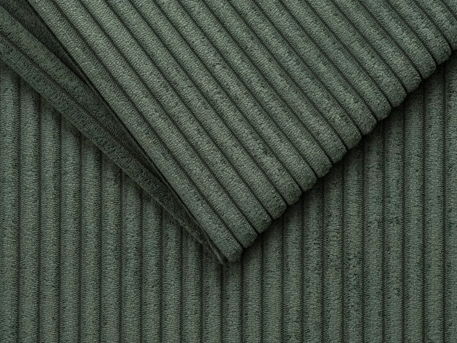 Sofá-cama 140 cm veludo canelado verde pinheiro assento memória de forma ripas largas 14 cm LORETO
