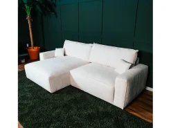 Sofá-cama 3 lugares Bege - chaise reversível lado direito/esquerdoche com arrumação integrada (269 x 158 x 96 cm) - LAUREN