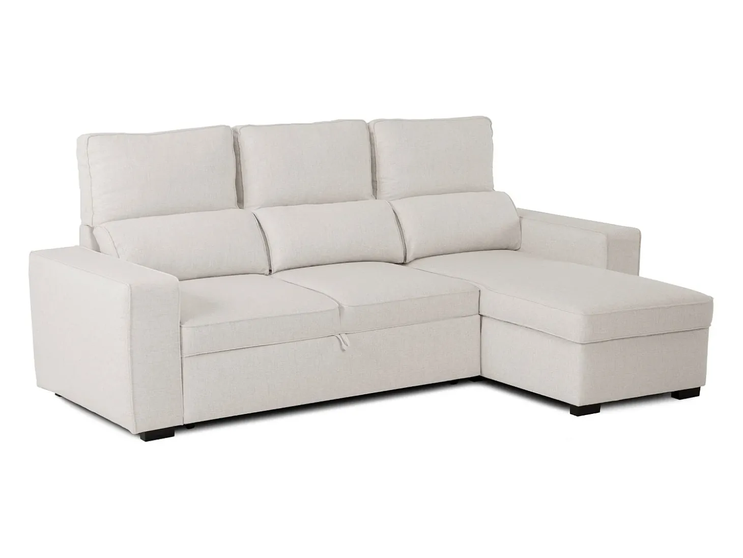 Sofá-cama 3 lugares Bege - chaise longue reversível lado direito/esquerdoche com arrumação integrada (248,5 x 117 x 103 cm) - HARPER