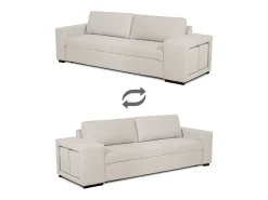 Sofá-cama 3 lugares Bege chaise longue reversível lado direito/esquerdoche com 2 pufes (248 x 117 x 90 cm) - AVERY