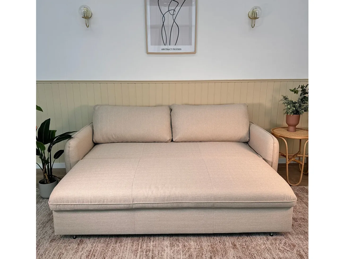 Sofá-cama 3 lugares Bege com abertura fácil (225 x 140 x 91 cm) - CHLOE