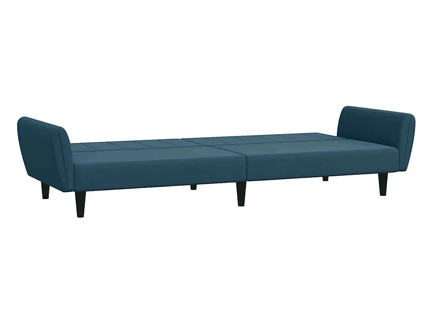 Sofá-cama 2 lugares c/ apoio de pés veludo azul