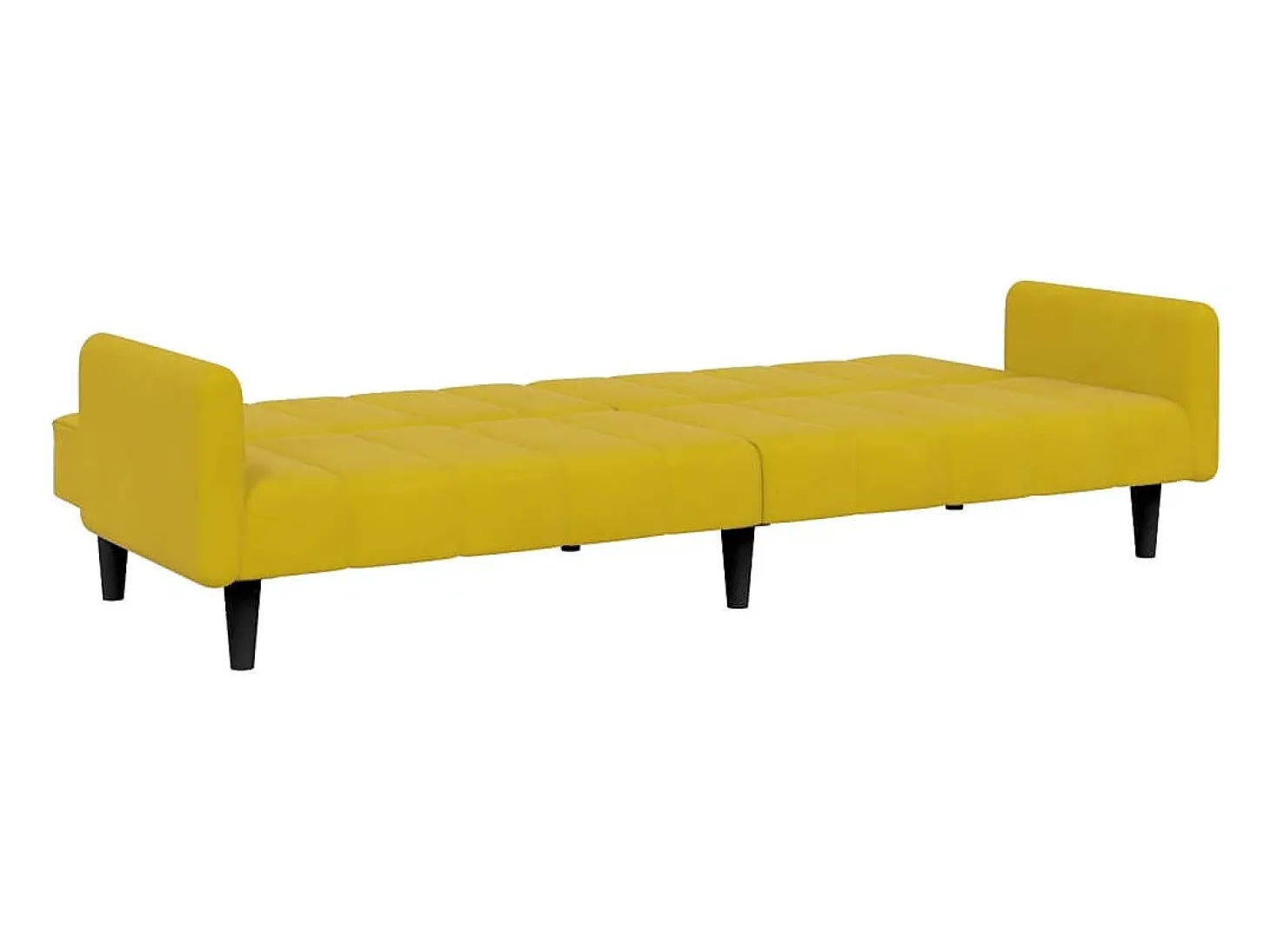 Sofá-cama 2 lugares c/ apoio de pés veludo amarelo PT824774