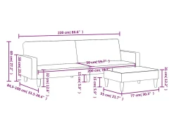 Sofá-cama 2 lugares c/ apoio de pés veludo cinzento-claro