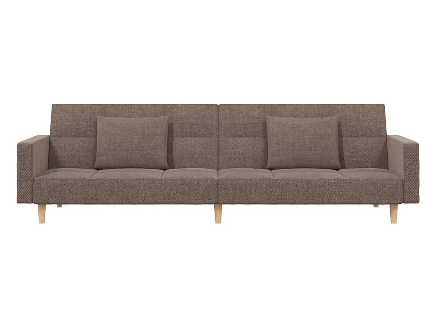 Sofá-cama 2 lugares c/ duas almofadas tecido cinza-acastanhado