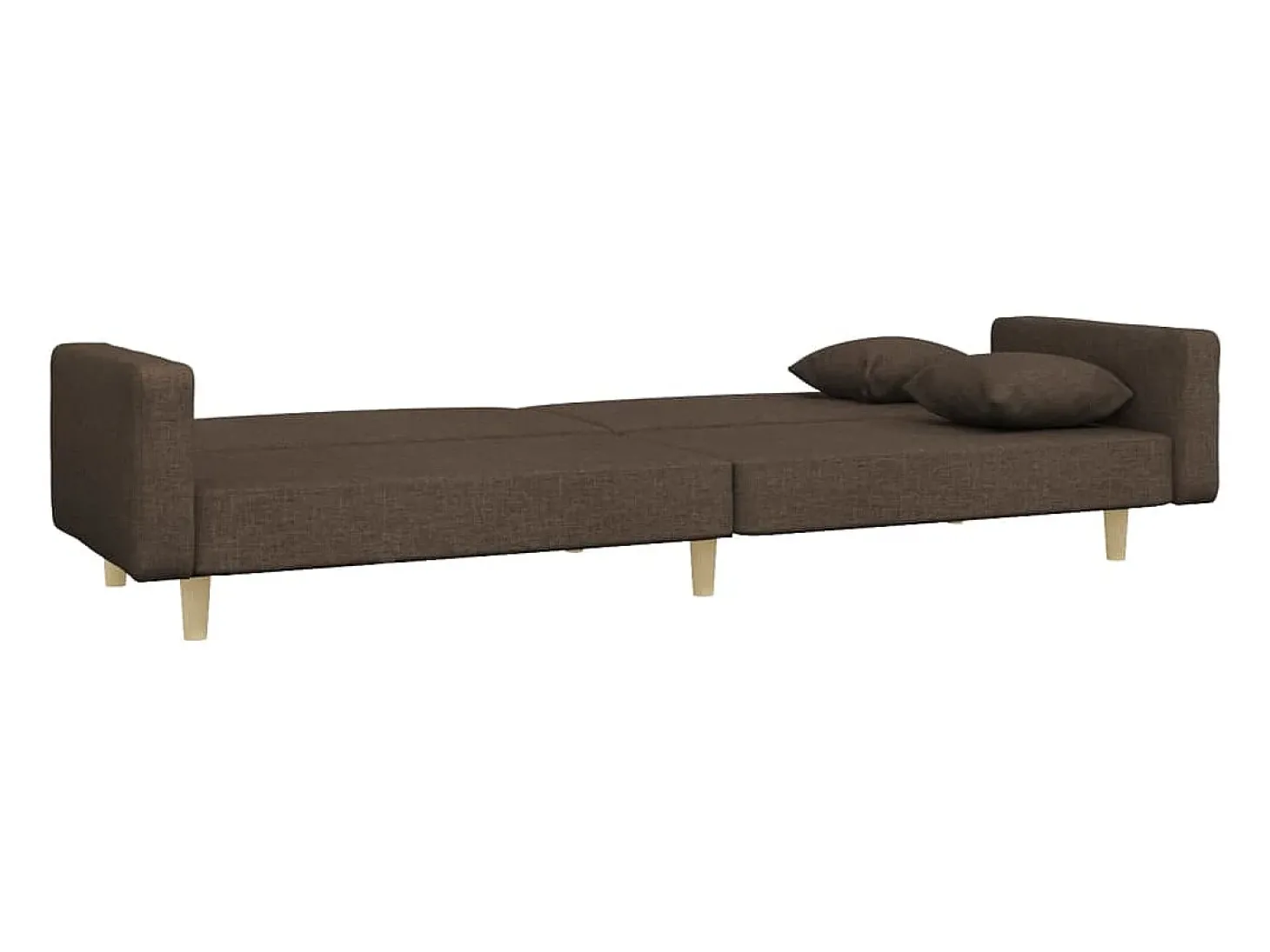 Sofá-cama 2 lugares c/ duas almofadas tecido cinza-acastanhado