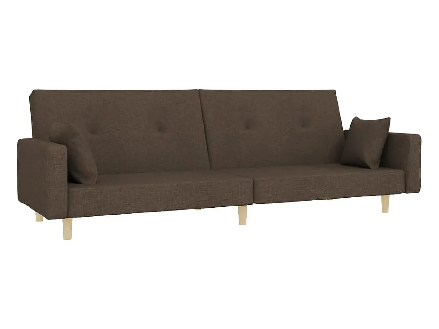 Sofá-cama 2 lugares c/ duas almofadas tecido cinza-acastanhado