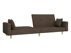 Sofá-cama 2 lugares c/ duas almofadas tecido cinza-acastanhado