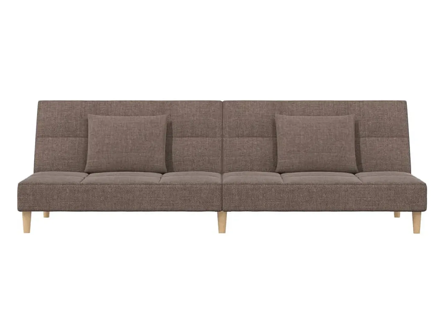 Sofá-cama 2 lugares c/ duas almofadas tecido cinza-acastanhado PT873596