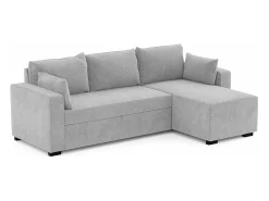 Sofá-cama 3 lugares Cinzento Claro - chaise longue reversível lado direito/esquerdoche (233 x 140 x 69 cm) - LEAH