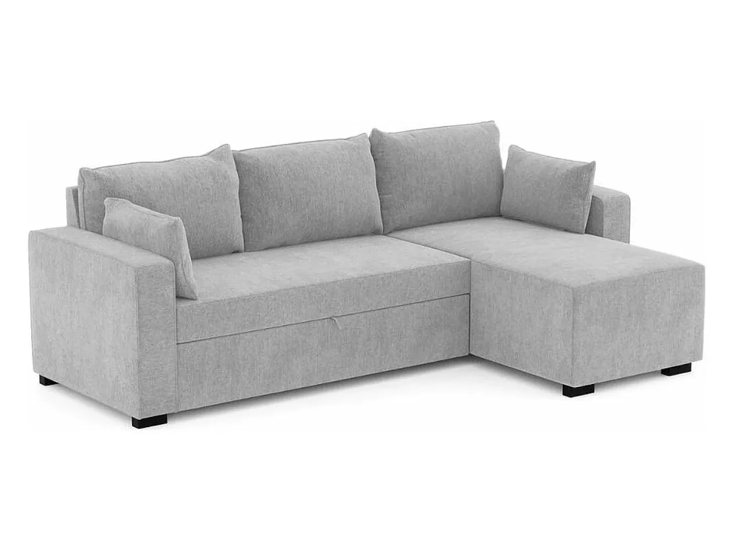 Sofá-cama 3 lugares Cinzento Claro - chaise longue reversível lado direito/esquerdoche (233 x 140 x 69 cm) - LEAH