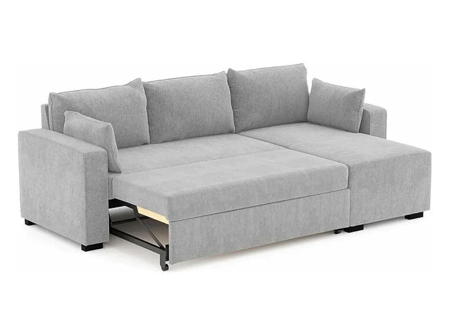 Sofá-cama 3 lugares Cinzento Claro - chaise longue reversível lado direito/esquerdoche (233 x 140 x 69 cm) - LEAH