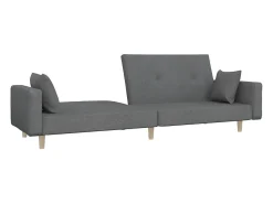 Sofá-cama 2 lugares com duas almofadas tecido cinzento-claro PT464355
