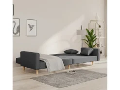 Sofá-cama 2 lugares com duas almofadas tecido cinzento-claro PT464355