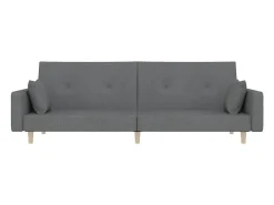 Sofá-cama 2 lugares com duas almofadas tecido cinzento-claro PT464355