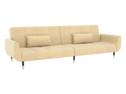 Sofá-cama 2 lugares com duas almofadas veludo cor creme PT281171