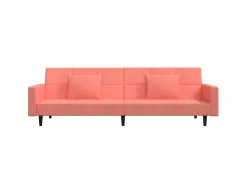 Sofá-cama 2 lugares com duas almofadas veludo rosa
