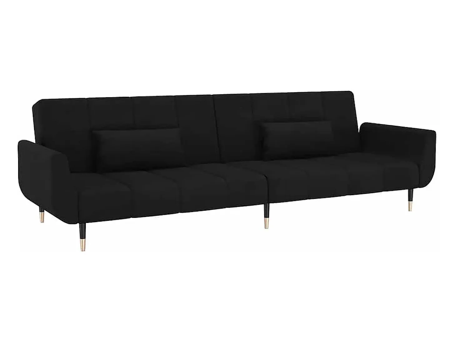 Sofá-cama 2 lugares com duas almofadas veludo preto