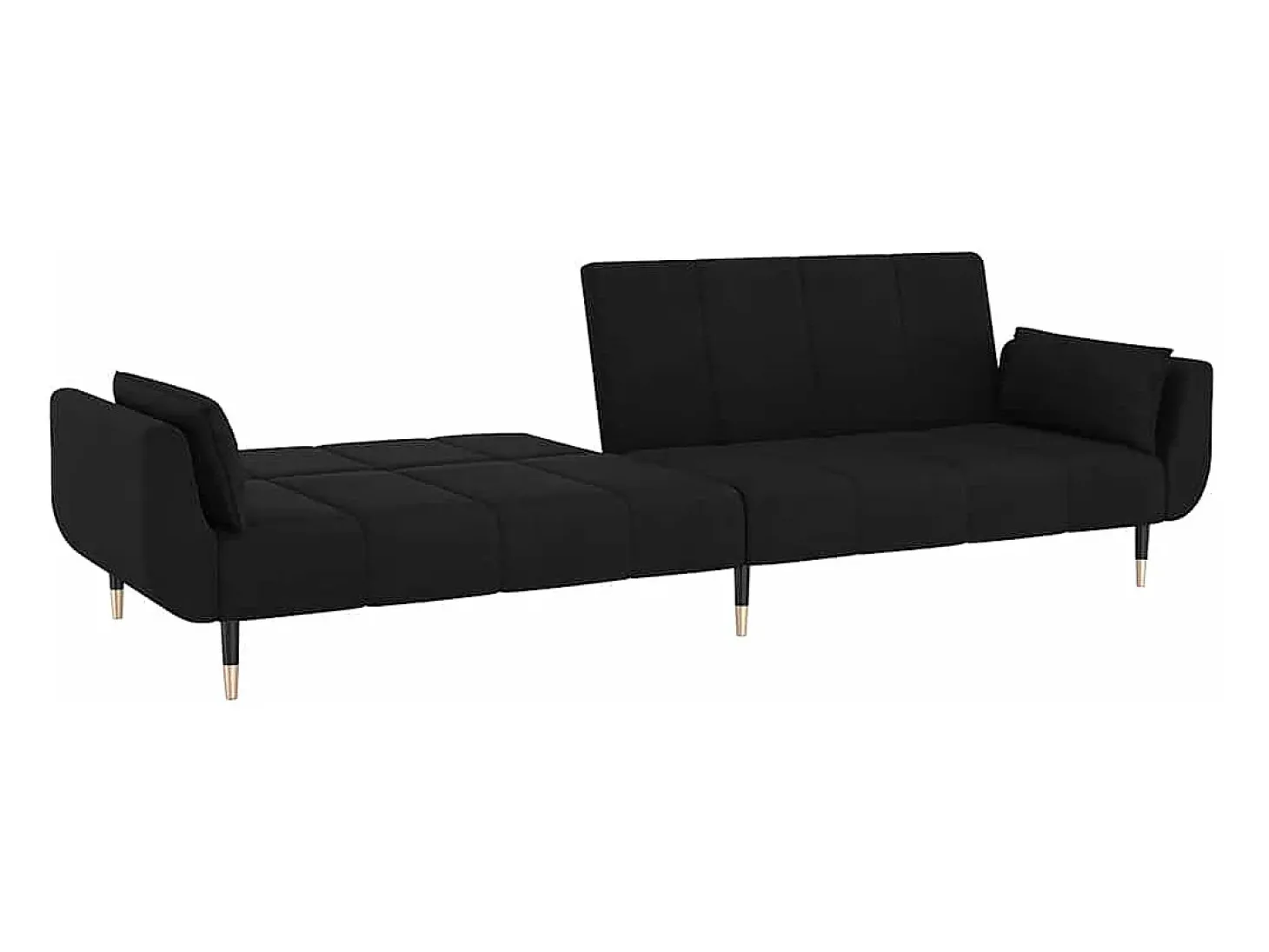 Sofá-cama 2 lugares com duas almofadas veludo preto