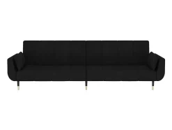 Sofá-cama 2 lugares com duas almofadas veludo preto