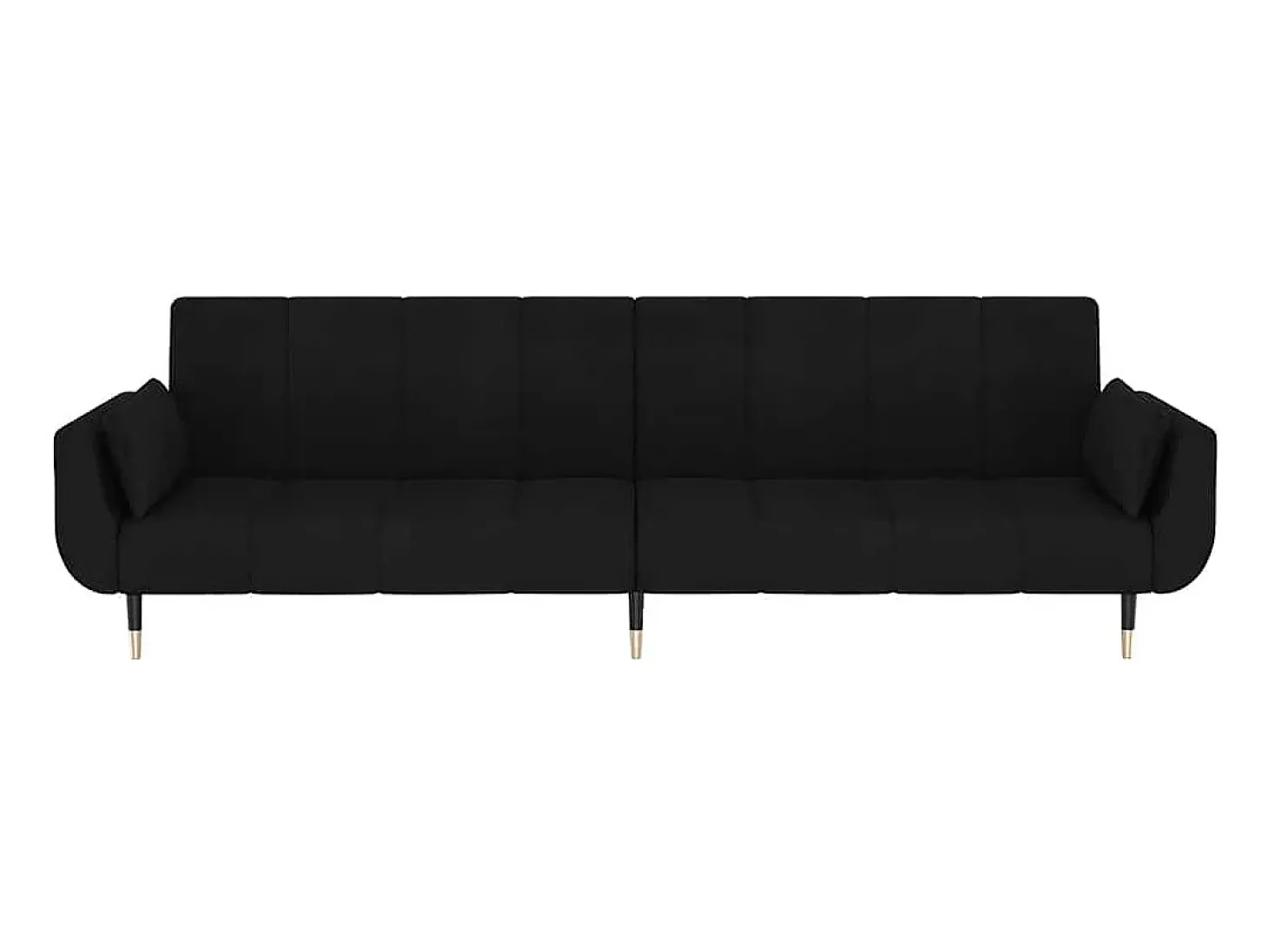 Sofá-cama 2 lugares com duas almofadas veludo preto