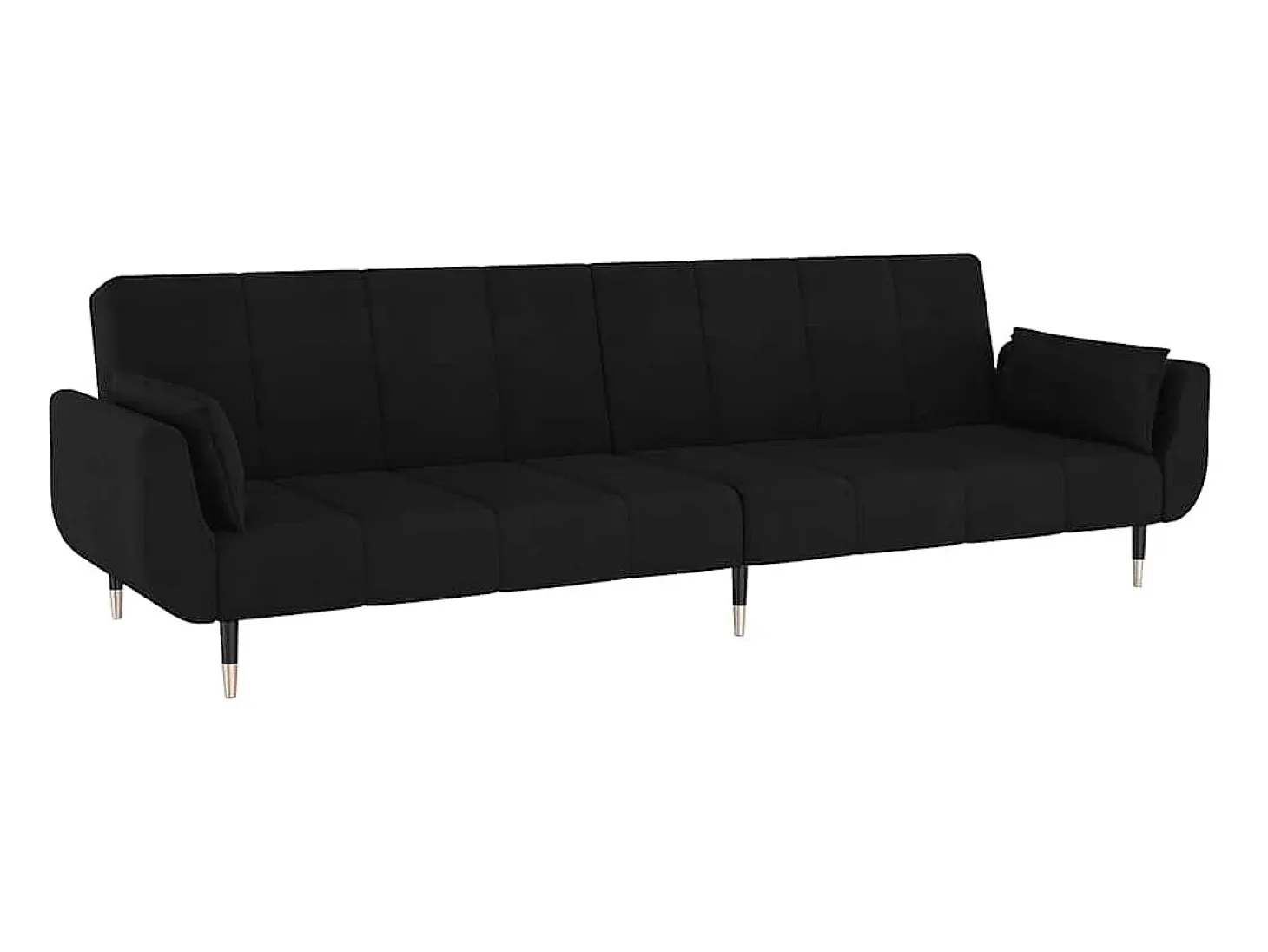 Sofá-cama 2 lugares com duas almofadas veludo preto