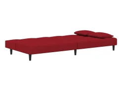 Sofá-cama 2 lugares com duas almofadas veludo vermelho tinto PT786233