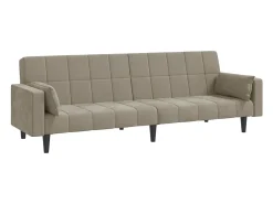 Sofá-cama 2 lugares com duas almofadas veludo cinzento-claro PT887803