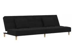 Sofá-cama 2 lugares com duas almofadas tecido preto