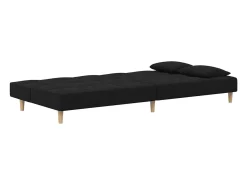 Sofá-cama 2 lugares com duas almofadas tecido preto