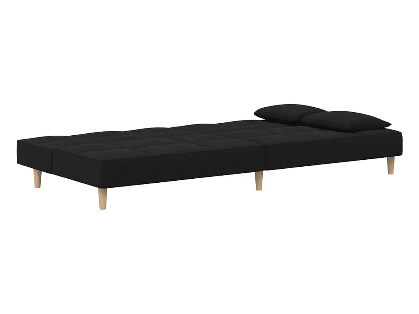 Sofá-cama 2 lugares com duas almofadas tecido preto