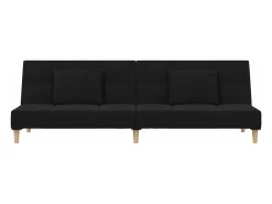 Sofá-cama 2 lugares com duas almofadas tecido preto