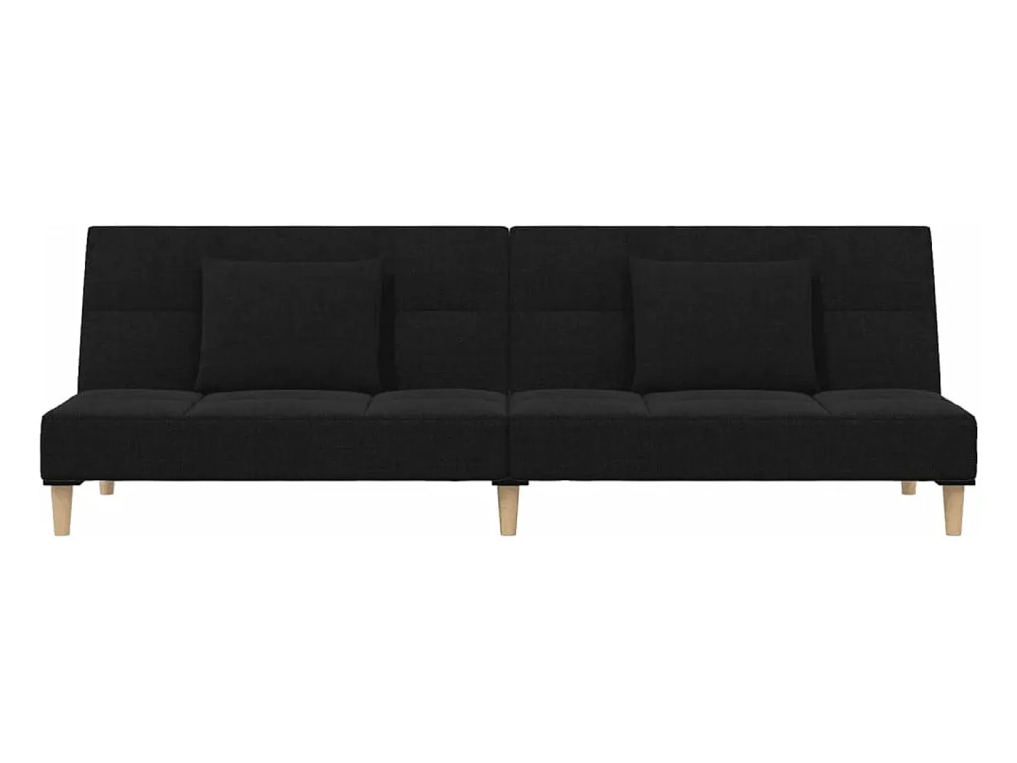 Sofá-cama 2 lugares com duas almofadas tecido preto
