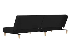 Sofá-cama 2 lugares com duas almofadas tecido preto