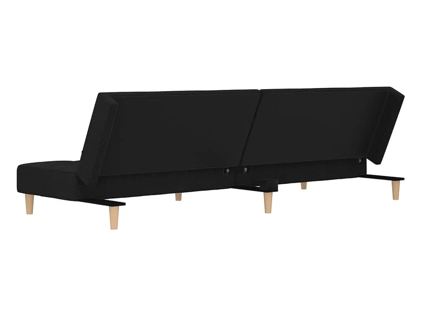 Sofá-cama 2 lugares com duas almofadas tecido preto