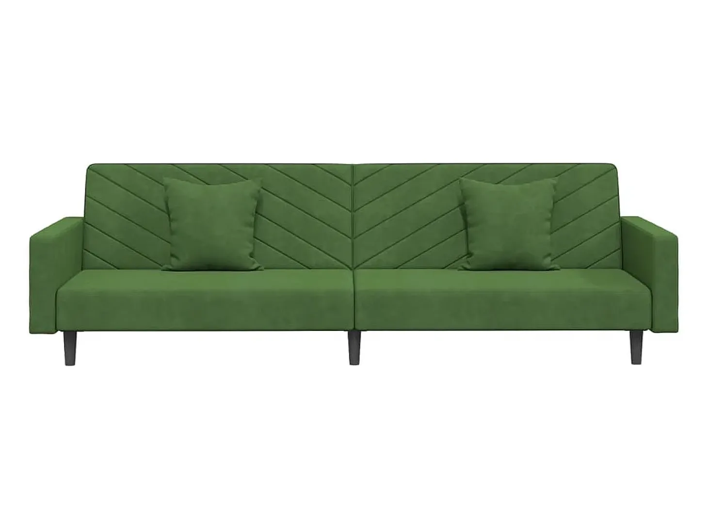 Sofá-cama 2 lugares com duas almofadas veludo verde-escuro